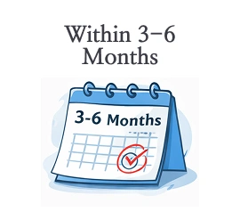 Calendar icon with a red checkmark for a 3-6 months timeline.